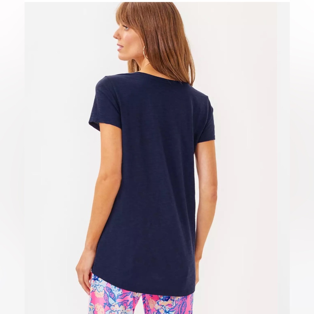 Lilly Pulitzer Etta Scoop Neck Top in True Navy - Picture 4 of 8